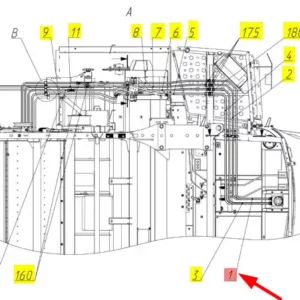 Oryginalny przewód hydrauliczny o numerze katalogowym 102537249, stosowany w kombajnach zbożowych marki Rostselmash- schemat.