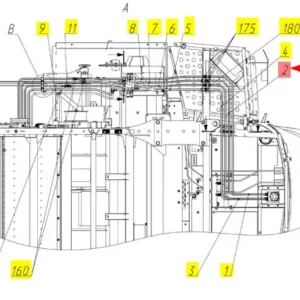 Oryginalny przewód hydrauliki o numerze katalogowym 102537361, stosowany w kombajnach zbożowych marki Rostselmash- schemat.