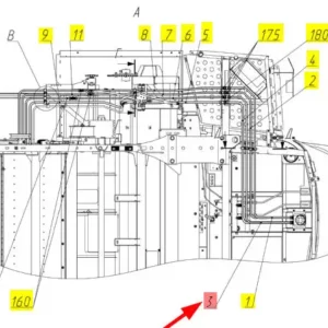 Oryginalny przewód hydrauliczny o numerze katalogowym 102537461, stosowany w kombajanch zbożowych marki Rostselmash- schemat.