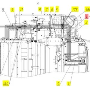 Oryginalny przewód hydrauliczny o numerze katalogowym 102537735, stosowany w kombajnach zbożowych marki Rostselmash- schemat.