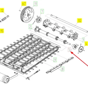 Oryginalna piasta wałka gardzieli z łożyskiem o numerze katalogowym 102543668, stosowana w kombajnach zbożowych marki Rostselmash schemat.