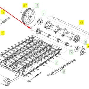 Oryginalny wał łańcucha podajnika pochyłego o numerze katalogowym 102543763, stosowany w kombajnach zbożowych marki Rostselmash schemat.