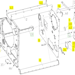 Oryginalny wspornik osłony młocarni o numerze katalogowym 102544343, stosowany w kombajnach zbożowych marki Rostselmash schemat.