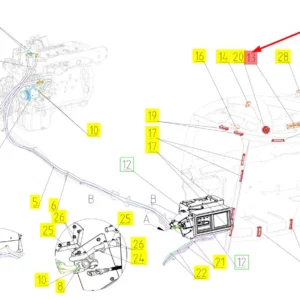 Oryginalny panel sterowania klimatyzacją o numerze katalogowym 102554265, stosowany w kombajnach zbożowych marki Rostselmash schemat.