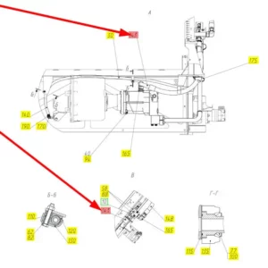 Oryginalny przewód hydrauliczny o numerze katalogowym 102566136, stosowany w kombajnach zbożowych marki Rostselmash schemat