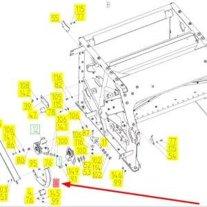 Oryginalna prowadnica o numerze katalogowym 102566997, stosowana w kombajnach zbożowych marki Rostselmash schemat