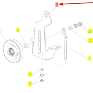 Oryginalne mocowanie rolki o numerze katalogowym o numerze katalogowym 102572132, stosowane w kombajnach zbożowych marki Rostselmash schemat
