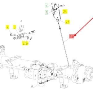 Oryginalna linka hamulca postojowego o numerze katalogowym 102581802, stosowana w kombajnach zbożowych marki Rostselmash schemat.