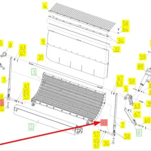 Oryginalny sworzeń mocowania klepiska o numerze katalogowym 102582702, stosowany w kombajnach zbożowych marki Rostselmash. schemat