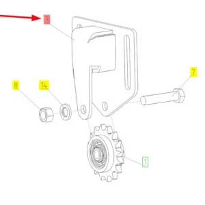 Oryginalne mocowanie koła zębatego o numerze katalogowym 102596122, stosowane w kombajnach zbożowych marki Rostselmash schemat