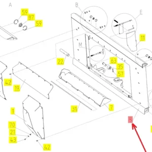 Oryginalna rama zawieszenia hederu o numerze katalogowym 102596195, stosowana w kombajnach zbożowych marki Rostselmash. schemat