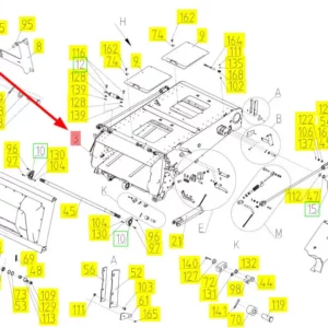 Oryginalna obudowa przenośnika pochyłego o numerze katalogowym 102599987, stosowana w kombajnach zbożowych marki Rostselmash. schemat
