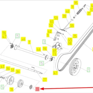 Oryginalne koło zębate o numerze katalogowym 102603868, stosowane w kombajnach zbożowych marki Rostselmash schemat