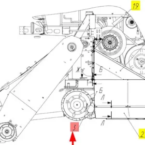 Oryginalna osłona metalowa nadkola o numerze katalogowym 102604270, stosowana w kombajnach zbożowych marki Rostselmash- schemat.