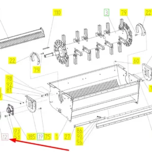 Oryginalne sprzęgło rozdrabniacza słomy o numerze katalogowym 102606258, stosowane w kombajnach zbożowych marki Rostselmash  schemat