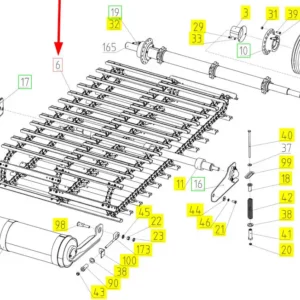 Oryginalny przenośnik pochyły kpl. o numerze katalogowym 102648970, stosowany w kombajnach zbożowych marki Rostselmash- schemat.