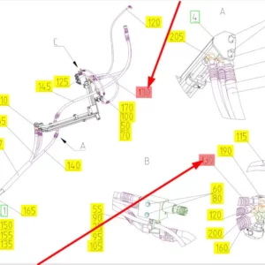 Oryginalny przewód hydrauliczny o numerze katalogowym 102650821, stosowany w kombajnach zbożowych marki Rostselmash schemat