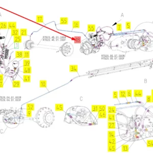 Oryginalny przewód hydrauliczny o numerze katalogowym 102652015, stosowany w kombajnach zbożowych marki Rostselmash schemat.