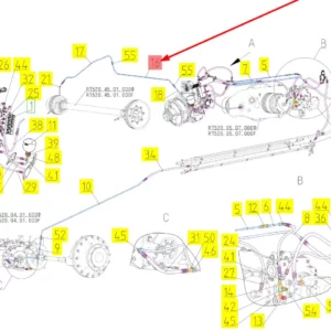 Oryginalny przewód hydrauliczny o numerze katalogowym 102652160, stosowany w kombajnach zbożowych marki Rostselmash schemat.