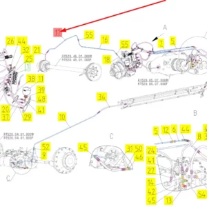 Oryginalny przewód hydrauliczny o numerze katalogowym 102652687, stosowany w kombajnach zbożowych marki Rostselmash schemat.
