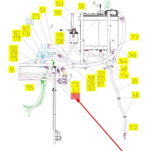 Oryginalny przewód hydrauliczny o numerze katalogowym 102660510, stosowany w kombajnach zbożowych marki Rostselmash schemat.