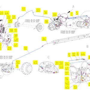 Oryginalny blok hydrauliczny o numerze katalogowym 102672566, stosowany w kombajnach zbożowych marki Rostselmash schemat.