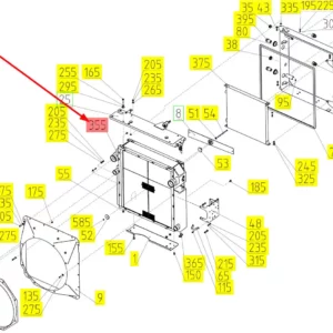 Oryginalna chłodnica o numerze katalogowym 102699224, stosowana w kombajnach zbożowych marki Rostselmash schemat.