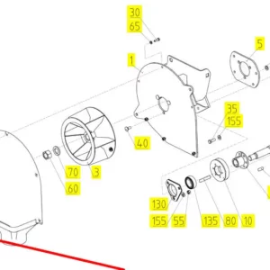 Oryginalna obudowa wentylatora o numerze katalogowym 102924855, stosowana w kombajnach zbożowych marki Rostselmash schemat