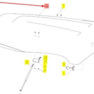 Oryginalny dach kabiny o numerze katalogowym 102995410, stosowany w kombajnach zbożowych marki Rostselmash schemat.