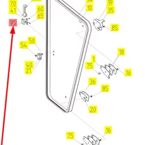 Oryginalne mocowanie o numerze katalogowym 102995759, stosowane w kombajnach zbożowych marki Rostselmash schemat