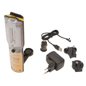 Ledowa lampka warsztatowa marki Sparex o numerze katalogowym 127994 i mocy świecenia 500 Lumenów. Lampka posiada silny magnes w podstawie oraz obrotową podstawę.