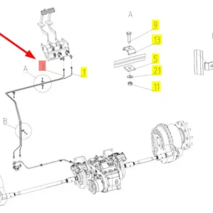 Oryginalny przewód układu hamulcowego o umerze katalogowym 101902937, stosowany w kombajnach zbożowyh marki Rostselmash. schemat