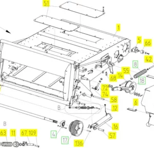 Oryginalna osłona napędu podajnika pochyłego o numerze katalogowym 101268697, stosowana w kombajnach zbożowych marki Rostselmash. schemat