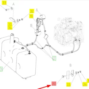 Oryginalna śruba M8 x 25 o numerze katalogowym 101864030, stosowana w kombajnach zbożowych marki Rostselmash- schemat.