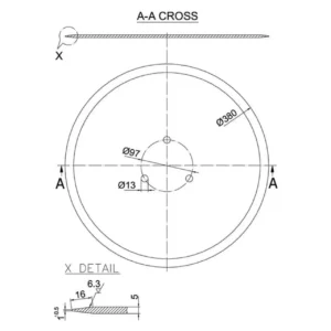 Talerz brony gładki 380 x 5.0 mm