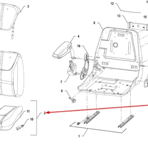 Oryginalne siedzisko operatora o numerze katalogowym 00071873, stosowane w ciągnikach rolniczych marki Arbos schemat.