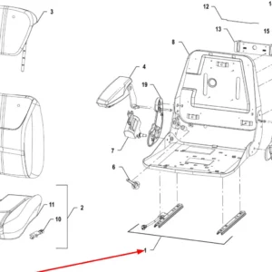 Oryginalny komplet szyn regulacji siedziska o numerze katalogowym 00071879, stosowany w ciągnikach rolniczych marki Arbos schemat.