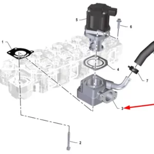 Oryginalne mocowanie zaworu EGR o numerze katalogowym K0067100, stosowane w ciągnikach rolniczych marki Arbos.