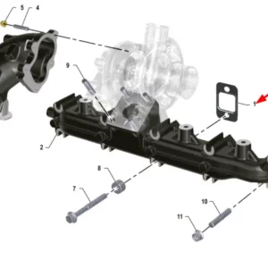 Oryginalna uszczelka kolektora wydechowego o numerze katalogowym K0067107, stosowana w ciągnikach rolniczych marki Arbos.
