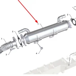 Oryginalna chłodnica spalin EGR o numerze katalogowym K0067174, stosowana w ciągnikach rolniczych marki Arbos.