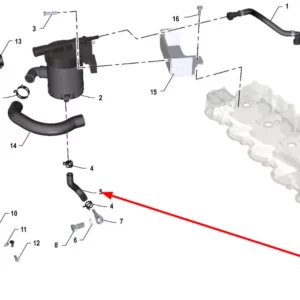 Oryginalny przewód odmy silnika o numerze katalogowym K0067225, stosowany w ciągnikach rolniczych marki Arbos.