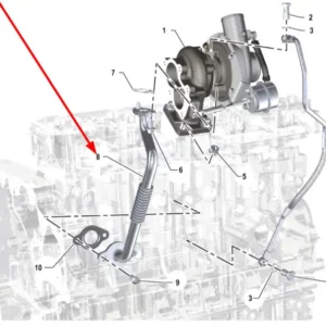 Oryginalny przewód powrotny oleju z turbosprężarki o numerze katalogowym K0067234, stosowany w ciągnikach rolniczych marki Arbos.