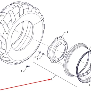 Oryginalna kompletna felga W13 x 24 o numerze katalogowym P5S32001039, stosowana w ciągnikach rolniczych marki Arbos.