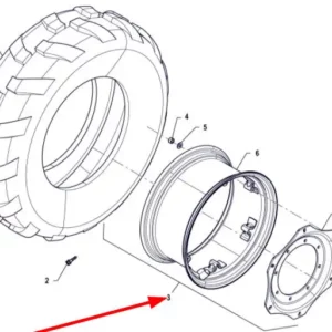 Oryginalna kompletna felga W12 x 24 o numerze katalogowym P5S32001083, stosowana w ciągnikach rolniczych marki Arbos.