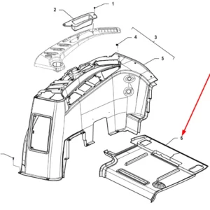 Oryginalna gumowa osłona podłogi kabiny o numerze katalogowym P5S45801327, stosowana w ciągnikach rolniczych marki Arbos schemat.