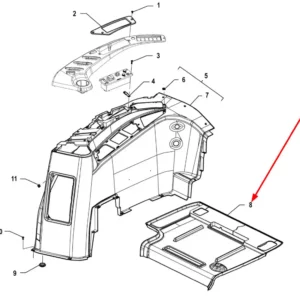 Oryginalna gumowa osłona podłogi kabiny o numerze katalogowym P5S45801328, stosowana w ciągnikach rolniczych marki Arbos schemat.