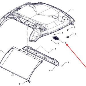 Oryginalna kratka głośnika o numerze katalogowym P5S48601106, stosowana w ciągnikach rolniczych marki Arbos schemat.