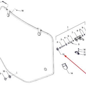 Oryginalna uszczelka uchwytu szyby o numerze katalogowym P5S52501165, stosowana w ciągnikach rolniczych marki Arbos schemat.
