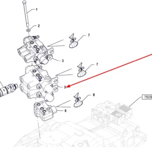 Oryginalny rozdzielacz hydrauliczny o numerze katalogowym P5S59101013, stosowany w ciągnikach rolniczych marki Arbos schemat.