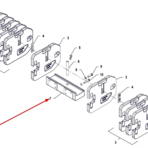 Oryginalny blok mocujący przednie obciążniki o numerze katalogowym P5S74101117, stosowany w ciągnikach rolniczych marki Arbos schemat.